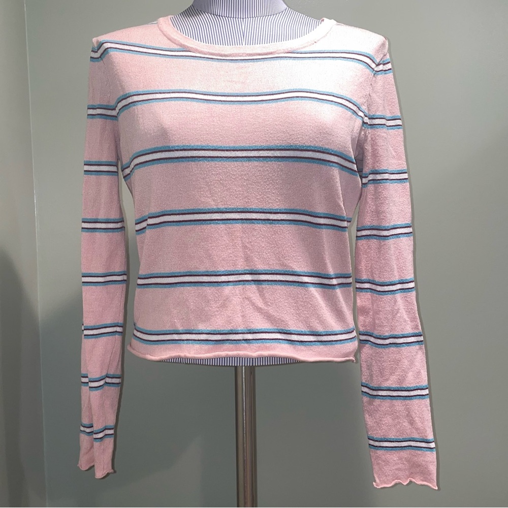 Ultra Flirt Pink and Blue Striped Top